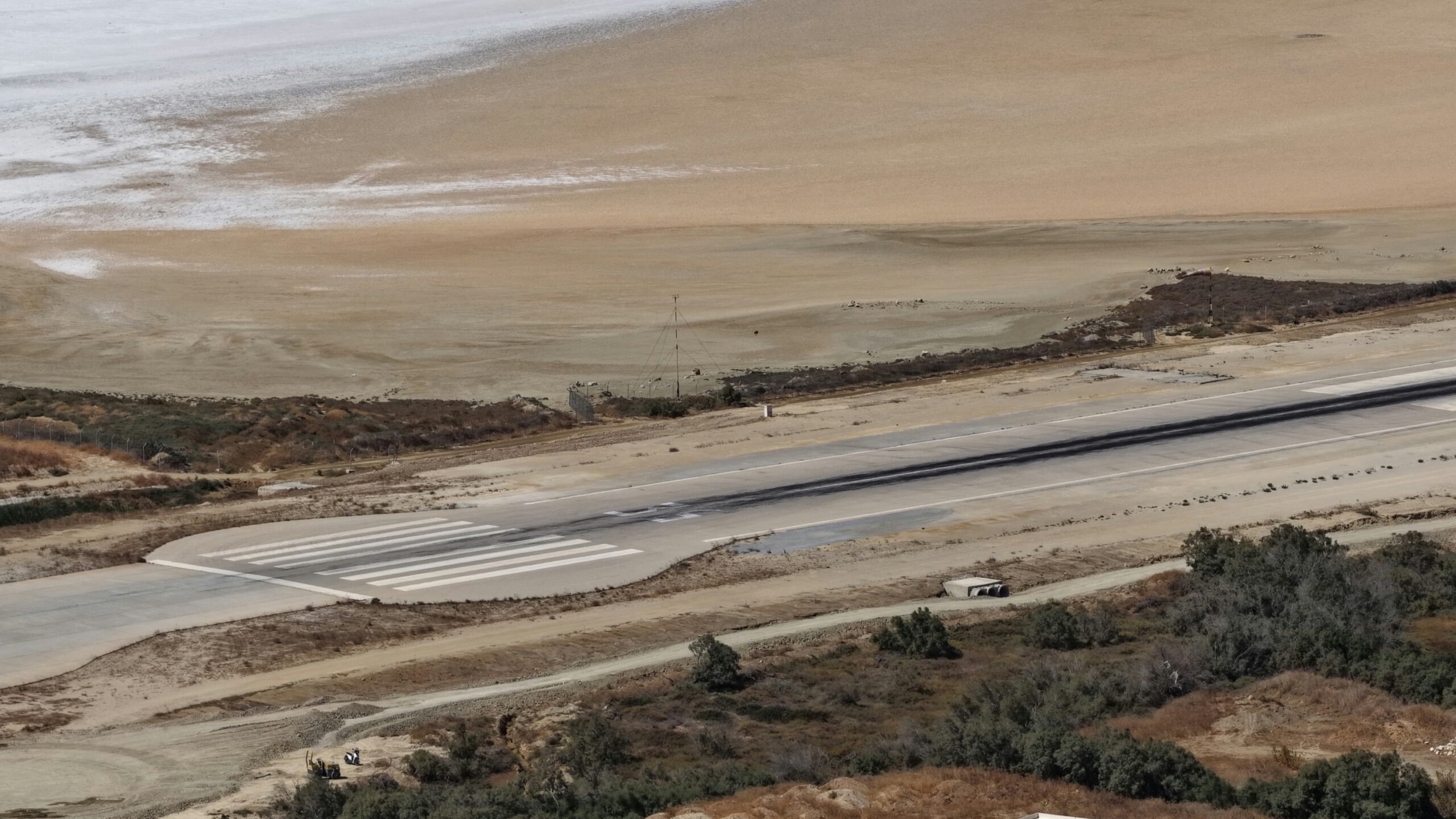 IG Defence Tests KAL Long-Range Attack Drone at Pokhran Aerial view of a desert airstrip; illustrative image, not the IG Defence KAL drone