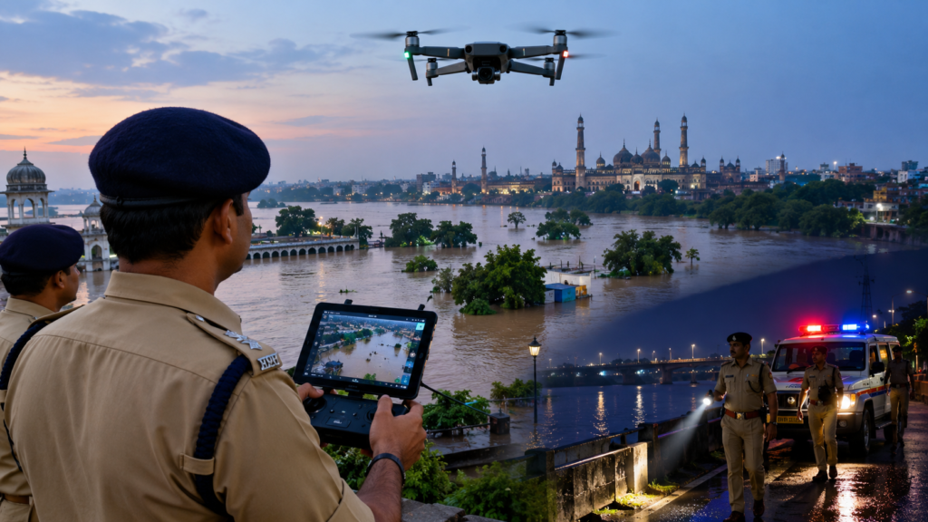 Lucknow Police Deploy Drone for Flood Monitoring and Night Patrol