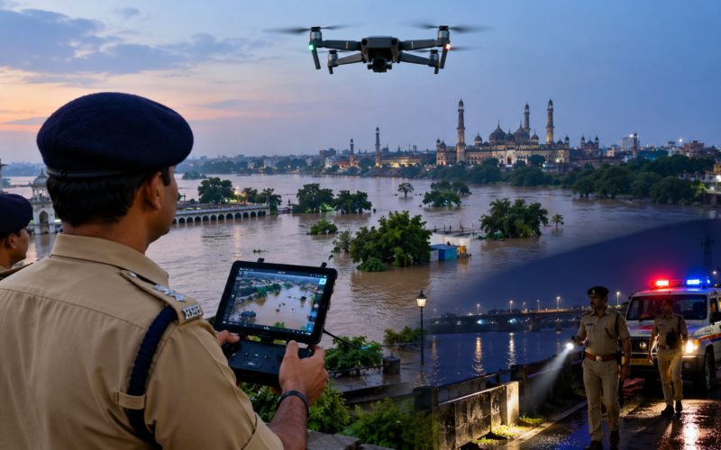 Lucknow Police Deploy Drone for Flood Monitoring and Night Patrol Lucknow Police Deploy Drone for Flood Monitoring and Night Patrol