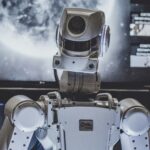 Illustrative image of a humanoid robot, not a photograph of Hesai's Kosmo spatial camera.
