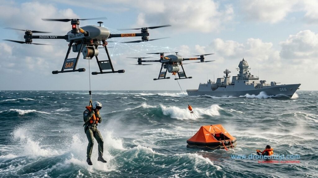 Indian Naval Academy Develops AI-Assisted Two-Drone System for Maritime Rescue